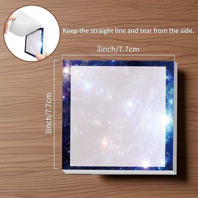 Sticky Notes, 2 Pads, 3x3 inches, Cute Colorful Fun Self-Stick Note Pads, Easy Post, Strong Adhesive Notepad Starry Galaxy Space