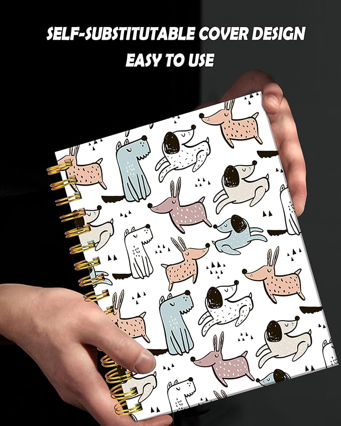 Spiral Journal Notebook for Women,A5 College Ruled Notebooks 6"x 8.4",120 Pages Lined Journal with Premium Thick Paper,Perfect for School Office Home Gifts(Cute Dogs)