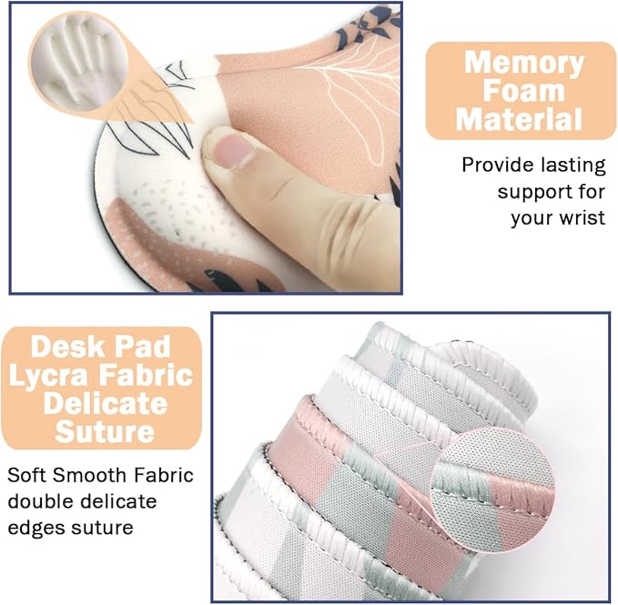 4-in-1 Large Mouse Pad, Keyboard Wrist Rest Pad & Wrist Support Mousepad Set, Extended Desk Pad Waterproof Desk Mat for Home Office Study Game - Leave