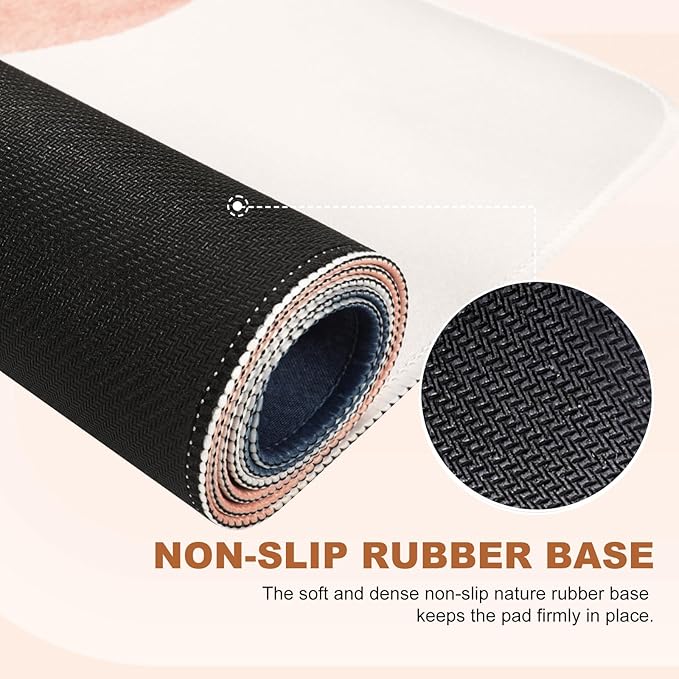 HAOCOO Mouse Pad, Computer Desk Mat, Large Mouse Pad for Desk, XXL Boho Mousepad Cute for Desktop with Non-Slip Base, Waterproof Laptop Keyboard Mat for Office Home,Boho Pink Navy