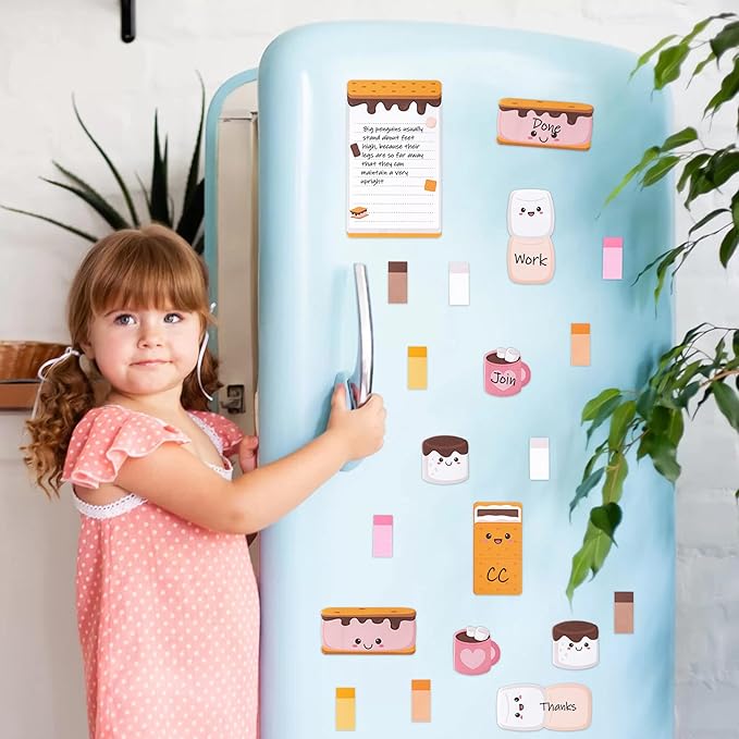 B1ykin Sticky Notes Set, Cartoon Theme Cute Self-Stick Notes Pad Christmas Thanksgiving Gifts， Self-Adhesive Writing Memo Pages Sticky to Do Notepad for Employee School Office (Marshmallows)