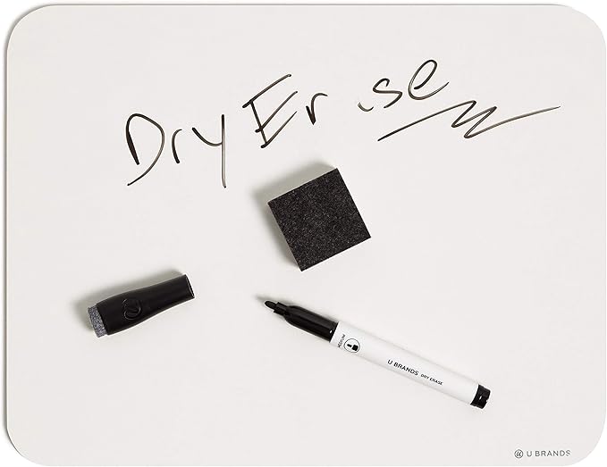 U Brands Dry Erase Lap Board Set, 12” x 9”, Small Whiteboard, Includes 6 Markers and 6 Erasers, 6 Count