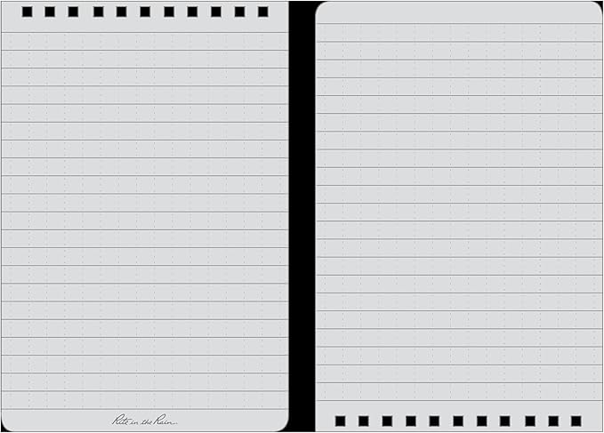 Rite In The Rain Weatherproof Top-Spiral Notebook, 4" x 6", Black Cover, Universal Pattern (No. 746-3), 3 Pack
