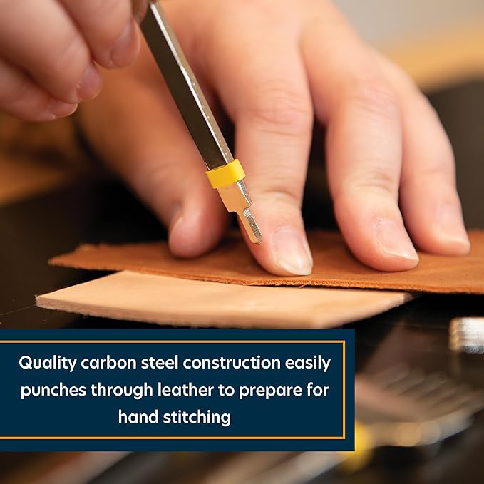 Weaver Leather Supply Diamond Leather Stitching Chisel Set, Precise 3mm Hole Punch, Color-Coded Hole Punch Set for Hand Sewing and Saddle Stitching