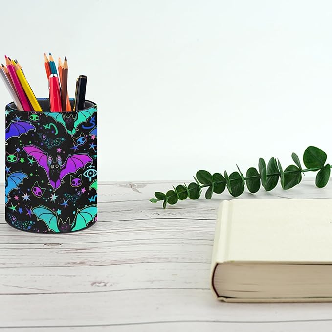 Magic Bat Pen Holder Pencil Organizer Cute Pencil Cup Desk Decor Makeup Brush Holder PU Multifunctional Office Suppliesfor Home Classroom School