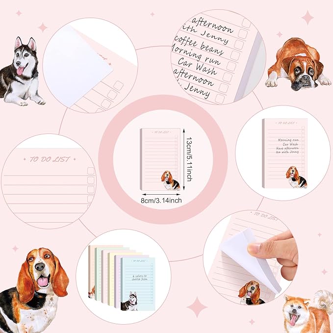 300 Sheets to Do List Notepad Daily Checklist Sticky Notes Cute Undated Memo Pad Color Block to Do Note Pad Weekly Plan Agenda and Organizer Planners for College(Dog Style,3.14 x 5.11 Inch)