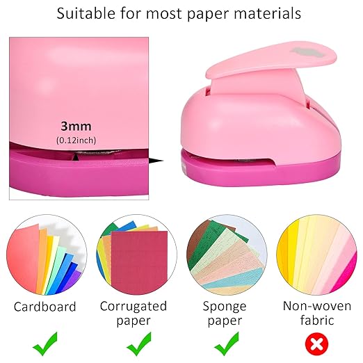 Craft Punches 8 Pack with 4 Sticker Paper, 0.6inch Hole Punch Shapes Medium Paper Punch Shapes, Craft Hole Punch for DIY Scrapbooking Nail Art Craft Punchers Supplies