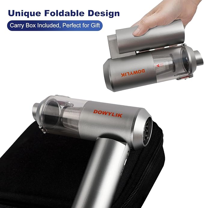 DOWYLIK Compressed Air Duster, 150,000RPM Compressed Air with LED, 2-in-1 Mini Vacuum, Electric Air Duster for PC Cleanning Kit, Canned Air Duster for Computers-Air Blower for Electronics with Case