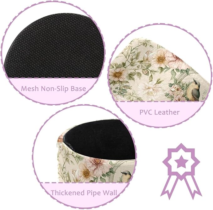 Leather Pen Holder for Desk Trees Leaf Birds Pretty Pencil Cup Desktop Organizer Makeup Brush Holders Office Supplies for Home, Kids & School