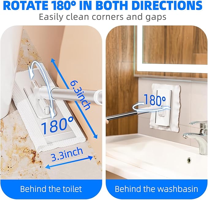 2026 New Mini Disposable Dust Mop with 10 Reusable Cloths No-Touch Dirty Cleaning Dust Mop for Dry Wet Disposable Pads, Multi Surface Floor Mopping and Sweeping for House Wall Bathroom Corners