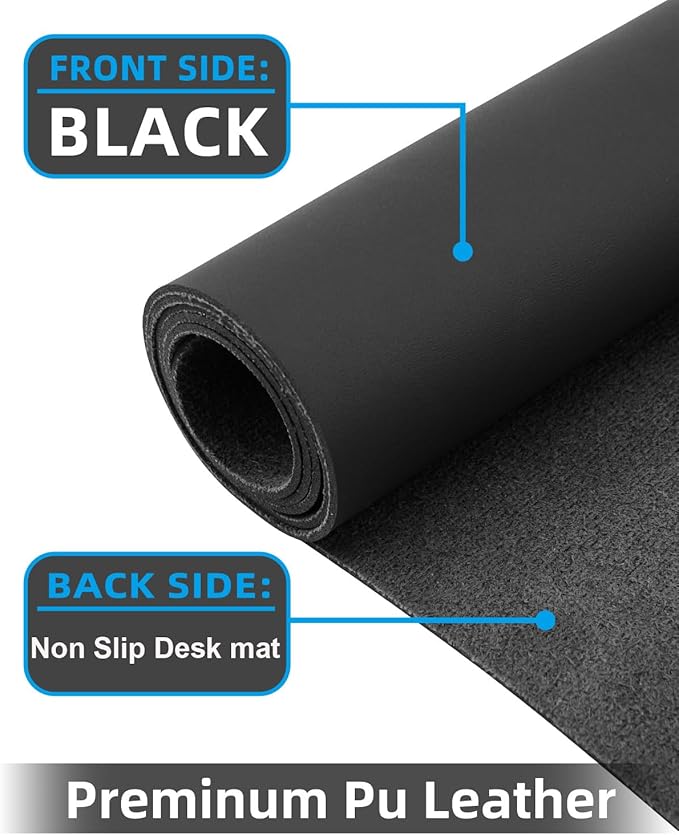 Desk mat Large, Leather Desk Pad Protector,Office Desk Mat,Mouse Pad, Non-Slip Desk Blotter, Laptop Desk Pad, Waterproof Desk Writing Pad for Office&Home (Black, 55" x 24")
