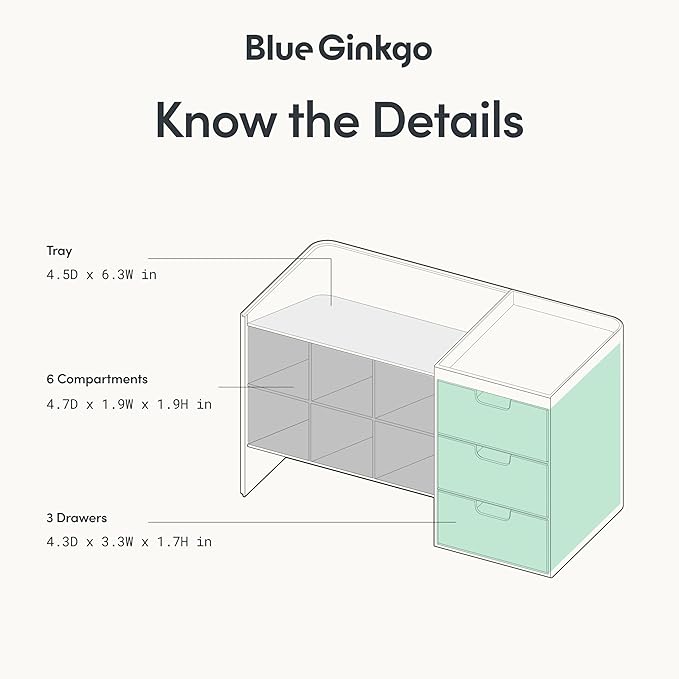 BLUE GINKGO Hive Stack Desk Organizer – Stackable Pen Holder, Stationary Organizer with Drawers - Office Storage, School Supplies, Makeup (Made in Korea, White Transperent)