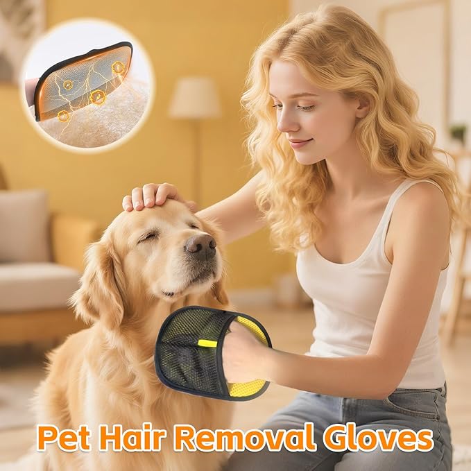 2025 Newly Cats & Dogs Electrostatic Pet Hair Remover Glove for Clothing, Couch, Carpet, Furniture,Car Seat Great Alternative to Pet Lint Roller (2 Pack)