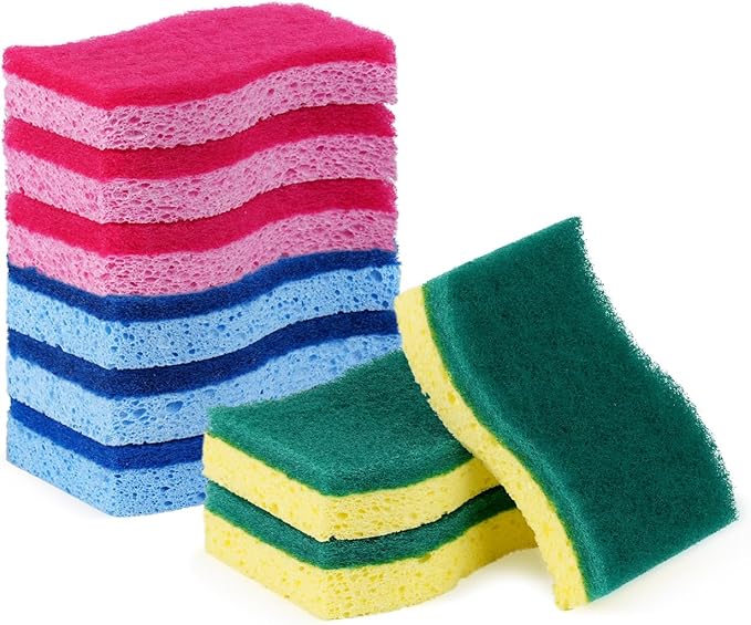 ECLINSO 9 Pack 3-in-1 Scrub Sponge Variety Pack, Zero Scratch + Delicate Clean + Heavy Duty Sponges, Multi-Surface Safe Cleaning Tools for Kitchen, Bathroom & Household Use