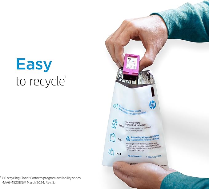 HP 67 Tri-Color Ink Cartridge for HP Printers | Works with DeskJet 1255, 2700, 4100 Series; ENVY 6000, 6400 Series | Eligible for Instant Ink | 3YM55AN | Packaging May Vary