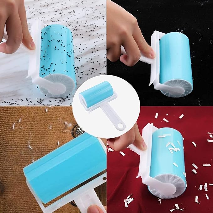 MUEDRT Travel Lint Roller 3 Pack, Washable Lint Roller Reusable Compact Pet Hair Remover Cleaner with Cover for Clothes, Pet Hairs, Include Large/Medium/Small Size