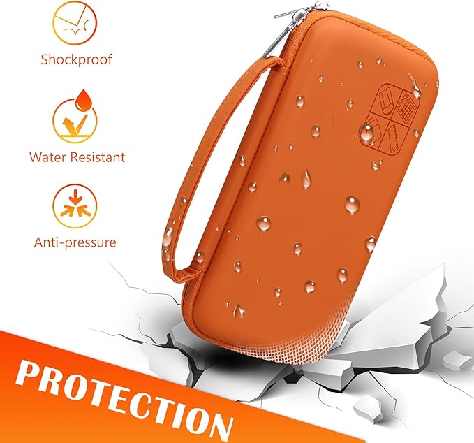 BOVKE Hard Travel Case for Texas Instruments TI-84 Plus CE/TI-84 Plus/TI-83 Plus CE/TI-83 Plus/Casio fx-9750GIII Graphing Calculator, Mesh Pocket for USB Cables, Manual, Pens, Accessories, Orange