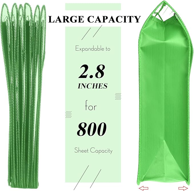 Epakh 10 Pieces Plastic File Folders Envelope Expanding File Wallet Organizer Documents Folder with Snap Closure and Pocket, A4 Size Waterproof Transparent Pouch (Green,Horizontal)