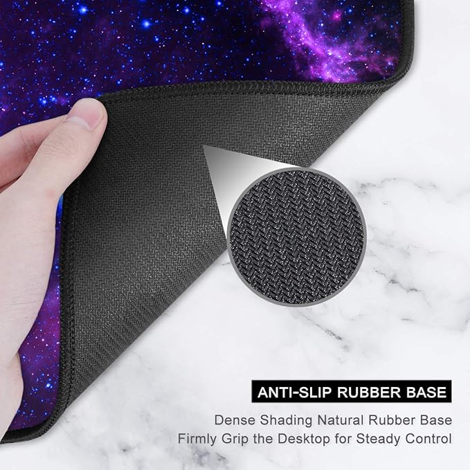 Auhoahsil Large Gaming Mouse Pad, Galaxy Theme XXL 35.4 x 15.7 in Desk Pad Stitched Non-Slip Rubber Long Computer Mousepad Thin Extended Full Size Desk Mat for Desktop, Laptop, Wireless Mice, Purple