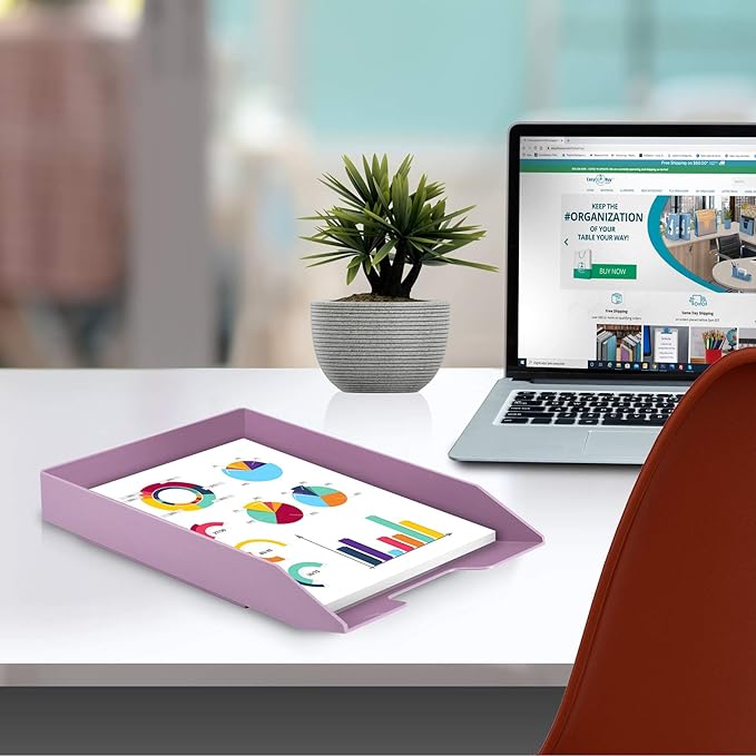 Acrimet Stackable Letter Tray Front Load, Letter Size, Plastic, Solid Purple Color, 1 Unit