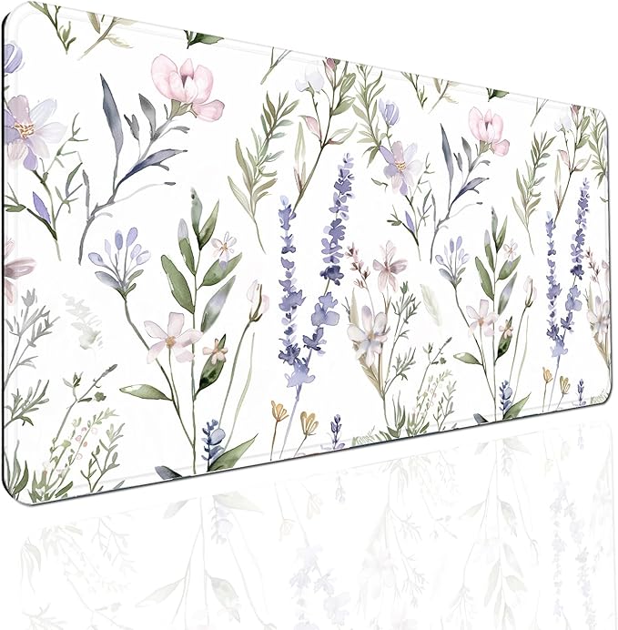 Floral Large Desk Mat 31.5 x 15.7 inch, Waterproof Extended Gaming Mousepad XXL, Aesthetic Flowers Desktop Mat, Non-Slip Keyboard and Laptop Pad, Computer Writing Mat for Home Office Accessories