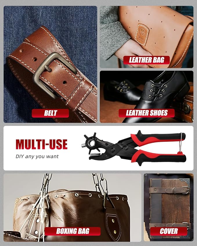 KingTool 2 in 1 Professional Leather Hole Punch with Grommet kit - Perfect for Belts, Watch Bands, Straps, Dog Collars, Saddles, Shoes, Fabric, DIY Home or Craft Projects