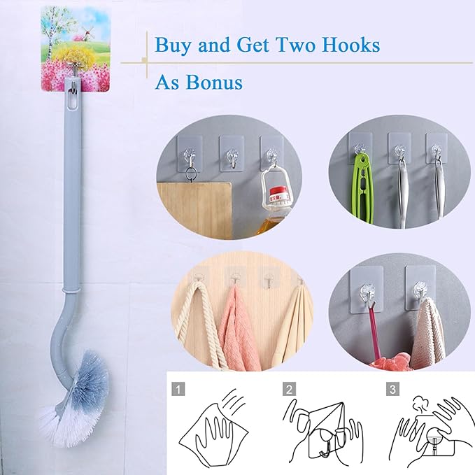 Ryhiac 2 Pack Curved Toilet Bowl Brush Without Holder for Bathroom, Compact Toilet Brush Durable Under The Rim Household Deep Cleaning Brushes (White Toilet Brush Without Holder)