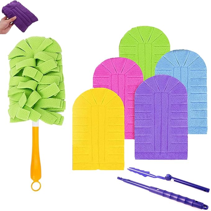 360° Electrostatic Duster Refills — The Sustainable Choice for A Dust-Free Home, Reusable Electrostatic Dust Removal Kit, Dry and Wet Use (5pcs)