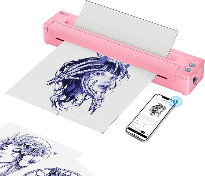 Bagana Tattoo Printer Machine Kit Wireless Bluetooth Thermal Temporary Tattoo Transfer Stencil Printer for Skin Compatible with iOS and Android