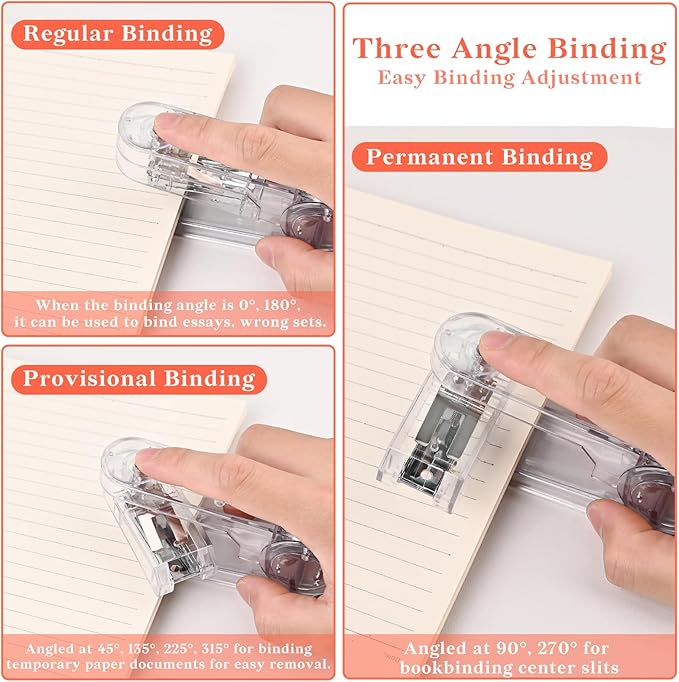 Temiary Swing-Arm Swivel Stapler with 400 Staples, 360 Degree Rotate Desktop Staplers for Booklet or Book Binding, 25 Sheet Capacity for Desk Classroom Office Supplies (Transparent)