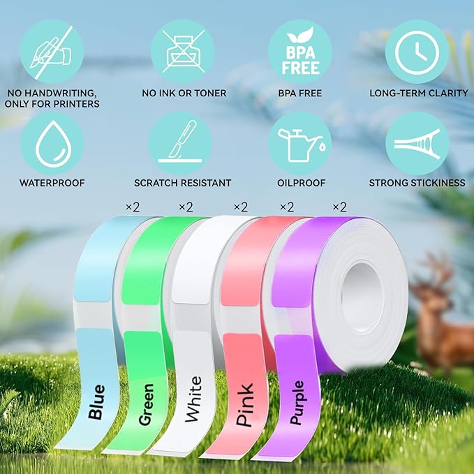 EEBBL D30 P21 Label Maker Tape Refill 12mm×40mm(0.47"x1.57") Sticker, Laminated Thermal Label Tape Replacement, 1650 Labels/10Rolls, High Definition Labeling Tape for Home Office School Hotel