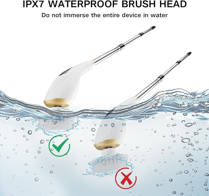 Hofenta Electric Spin Scrubber Cordless Shower Cleaning Brush with 10 Replaceable Brush Heads, Extendable Handle Up to 59", 2 Speed, Waterproof, 2H Cleaning Time for Bathroom Shower Tile Glass Car