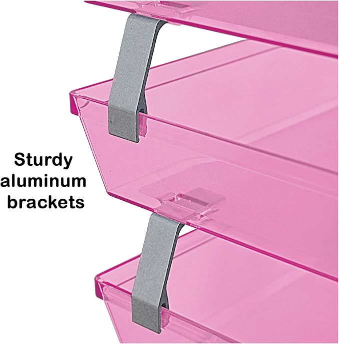 Acrimet Facility 3 Tier Letter Tray, Front Load, Letter Size/A4, Desktop File Organizer, Plastic (Clear Pink Color)