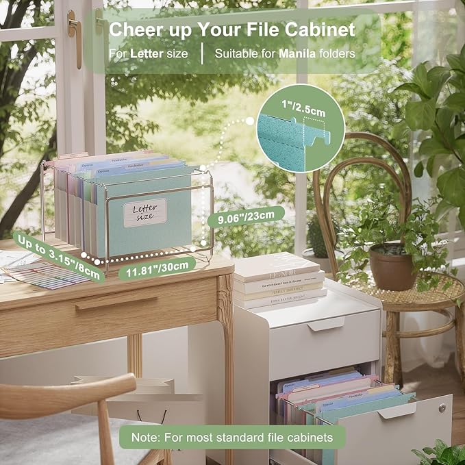 Extra Capacity Hanging File Folders, 3.15" Reinforced Wheat Straw Expanding Hanging Folder Letter Size, Heavy Duty for Filing Cabinets, File Organizer for Office & Home-Sky Blue-3 Packs