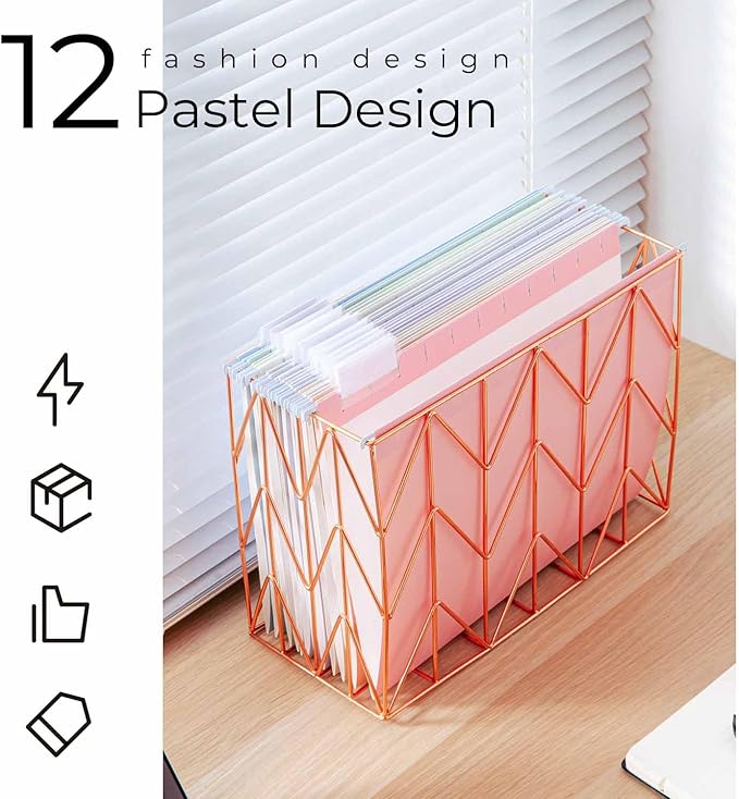 Y YOMA 12 Pack Colored Hanging File Folders Letter Size Decorative Hanging Folder Cute Pretty File Folderfor Filing Cabinet Drawer Office Home with 1/5-Cut Adjustable Tabs, Soft Color