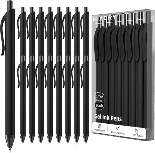 16 Pack Black Gel Pens (0.7mm Fine Point) – Smooth Quick-Drying Ink, Retractable Gel Pen for Writing, Journaling, Note-Taking – Office, School, Home & Work Supplies (16Pcs-Black Ink