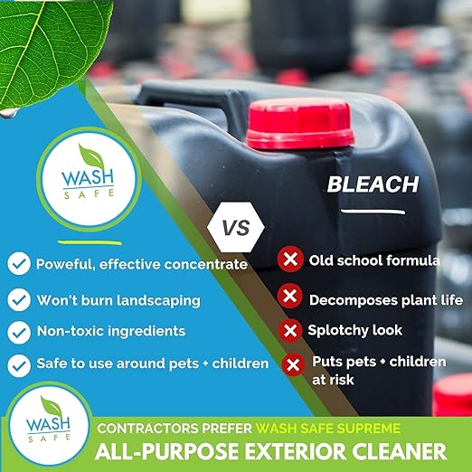 Wash Safe™ SUPREME Eco-Safe and Organic All-Purpose Exterior Cleaner, 10 lb | | Clear, Bleach-Free Powder Solution | Clean Up to 10,000 sq. ft. of Roof, Vinyl Siding, Wood, Decks, Concrete and More