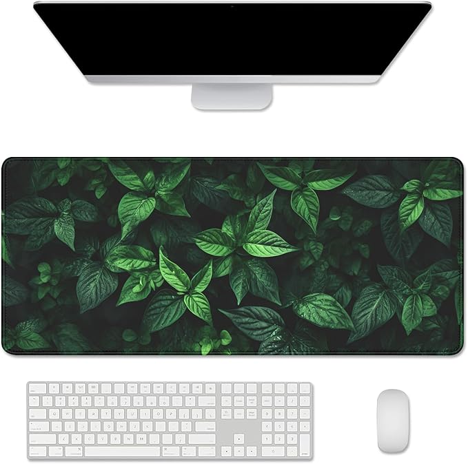 Green Mouse Pad Desktop Mat,Large Gaming Mouse Pad Desk Mat for Keyboard and Mouse,Computer Pad Large Mousepad with Stitched Edge Non-Slip Rubber Base for Office School Home (27.5X11.8 in)