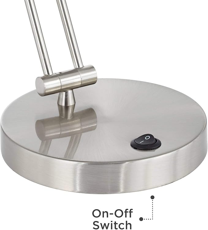 360 Lighting Jarrett Modern Desk Lamp 19" High Satin Nickel Silver Metal LED Adjustable Arm Rotating Head for Bedroom Living Room House Home Bedside Reading Office Entryway Kids Family