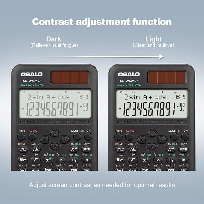 OSALO Scientific Calculator 401 Function 10+2 Digits Display Solar Battery Calculators Fraction Statistics Integral for Middle and High School College Students (OS 991MS 2nd Edition)