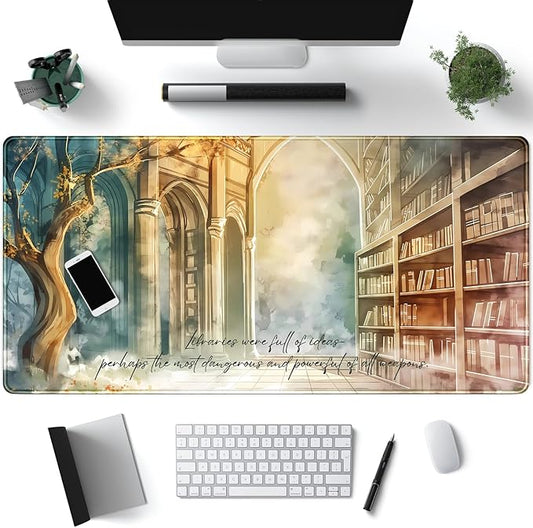 Dark Academia Mouse Pad Gaming MTG Playmat Bookish Desk Mat Adventure Extended Large Mousepad Aesthetic Art Mouse Pads XXL, Original Hand-Painted Laptop Computer Mouse Keyboard Mat