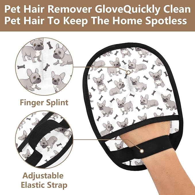 I·D Good Figure Pet Grooming Gloves Reusable Dog & Cat Hair Remover for Furniture, Car Interiors Multi-Surface Deshedding Tool for Carpets, Bedding & Home Cleaning