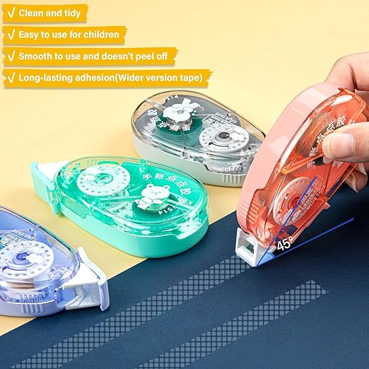 4 Pack Double Sided Tape Roller, Scrapbook Supplies, Double Sided Tape for Crafts, Tape Dispenser, Double-Sided Adhesive Tape Runner for Scrapbooking Kit, 0.3IN x 26FT