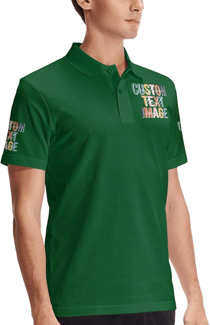 Personalised Polo Shirt Custom Work Shirts for Men Women Printed Text or Logo Working Top, Casual Wear, and Sports Teams