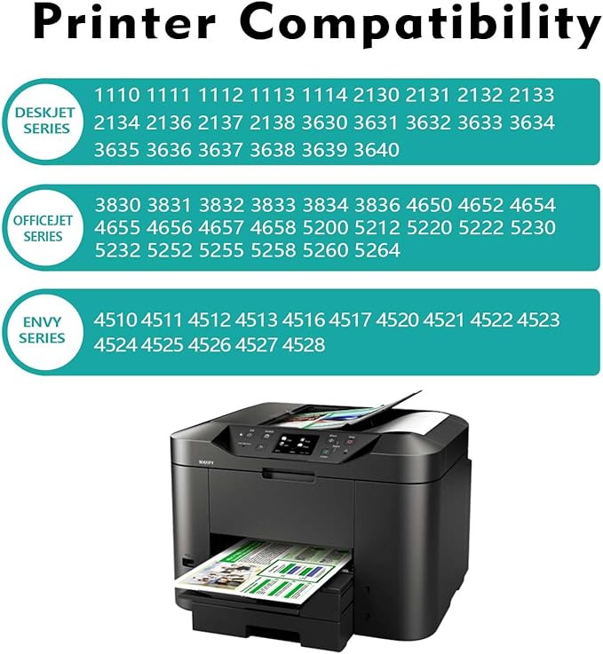 63XL Color Black Ink Cartridge Combo Pack 3 Pack for Hp OfficeJet 3830 Printer Ink Cartridges High Yield Compatible for HP Officejet 5200 5255 Envy 4520 DeskJet 3630 (2 Black,1 Tri-Color)