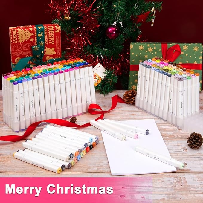 262 Colors Alcohol Markers Set with Base Dual Tip Drawing Markers for Comics Coloring Sketching Illustration (262 White) -Refillable