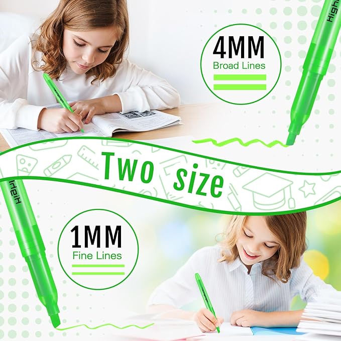 Fulmoon 80 Pieces Highlighters, Chisel Tip Bright Colors Quick Drying Markers for Adults Kids Highlighting in the Home School Office (Green)