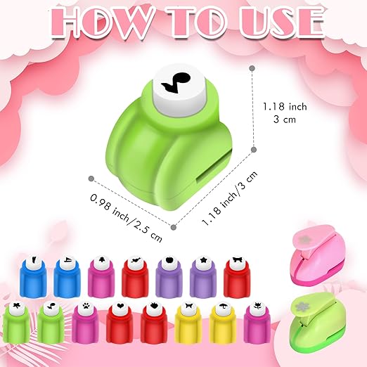 Paper Punches, Punch Craft Set Punches, Hole Punch Shapes Scrapbooking Supplies for Kindergarten Teacher Office Supplies and DIY Arts (Cute 2pcs + Mini 15pcs)