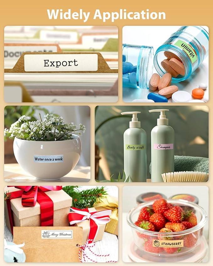 Label Maker Machine with Tape, N12 Portable Bluetooth Label Printer, Wireless Mini Label Makers Thermal Sticker with Multiple Templates for Home, Kitchen, School, Office Organization, Black