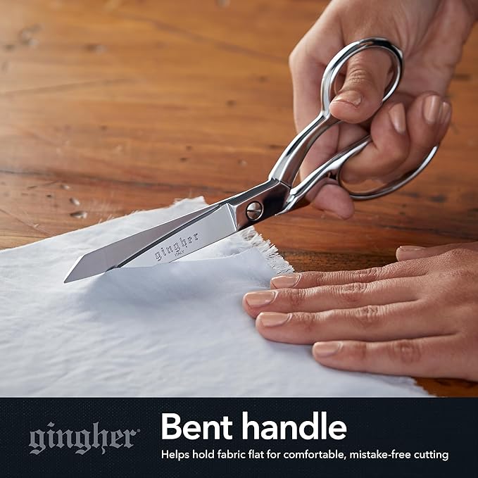 Gingher Dressmaker's Fabric Scissors, 8" Stainless Steel Shears, Sharp Knife Edge Steel Sewing Shears with Protective Sheath for Fabric Cutting and Tailoring